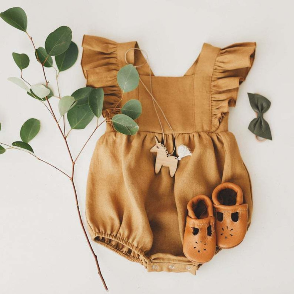 Little Lullaby Lane - Sleeveless Linen Baby Romper