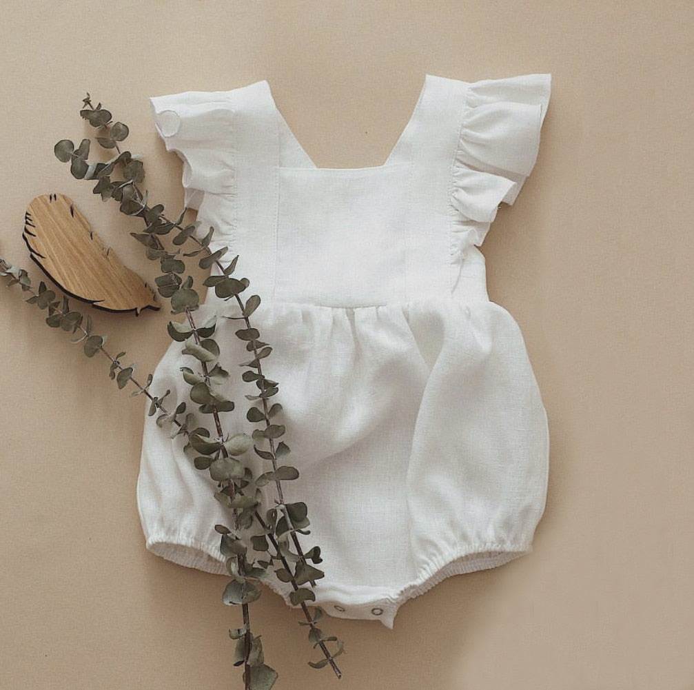 Little Lullaby Lane - Sleeveless Linen Baby Romper