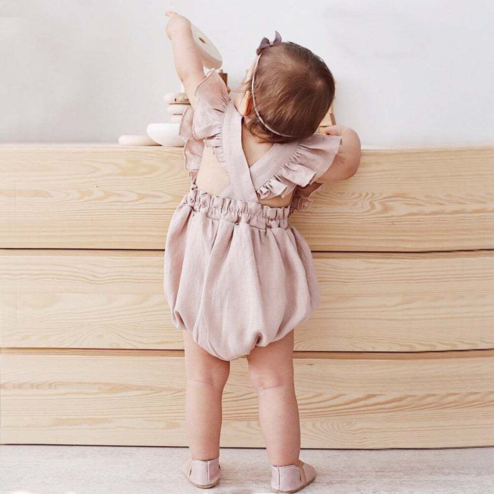 Little Lullaby Lane - Sleeveless Linen Baby Romper