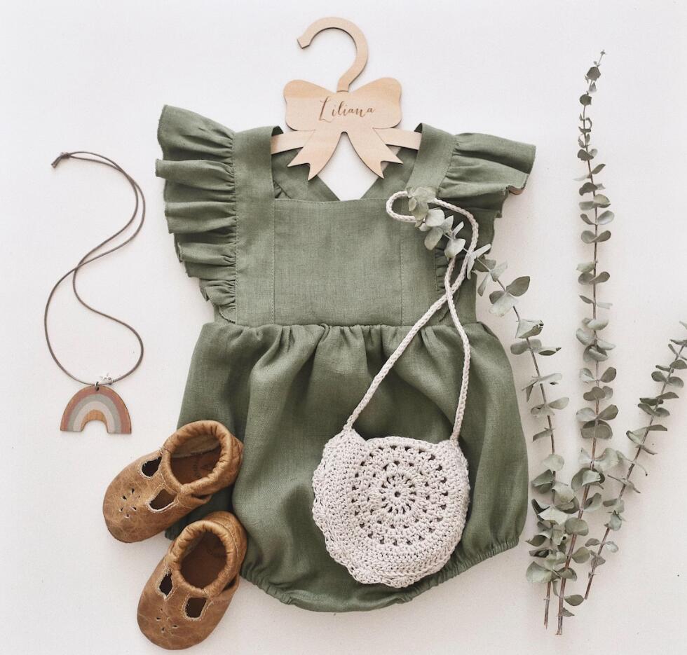 Little Lullaby Lane - Sleeveless Linen Baby Romper