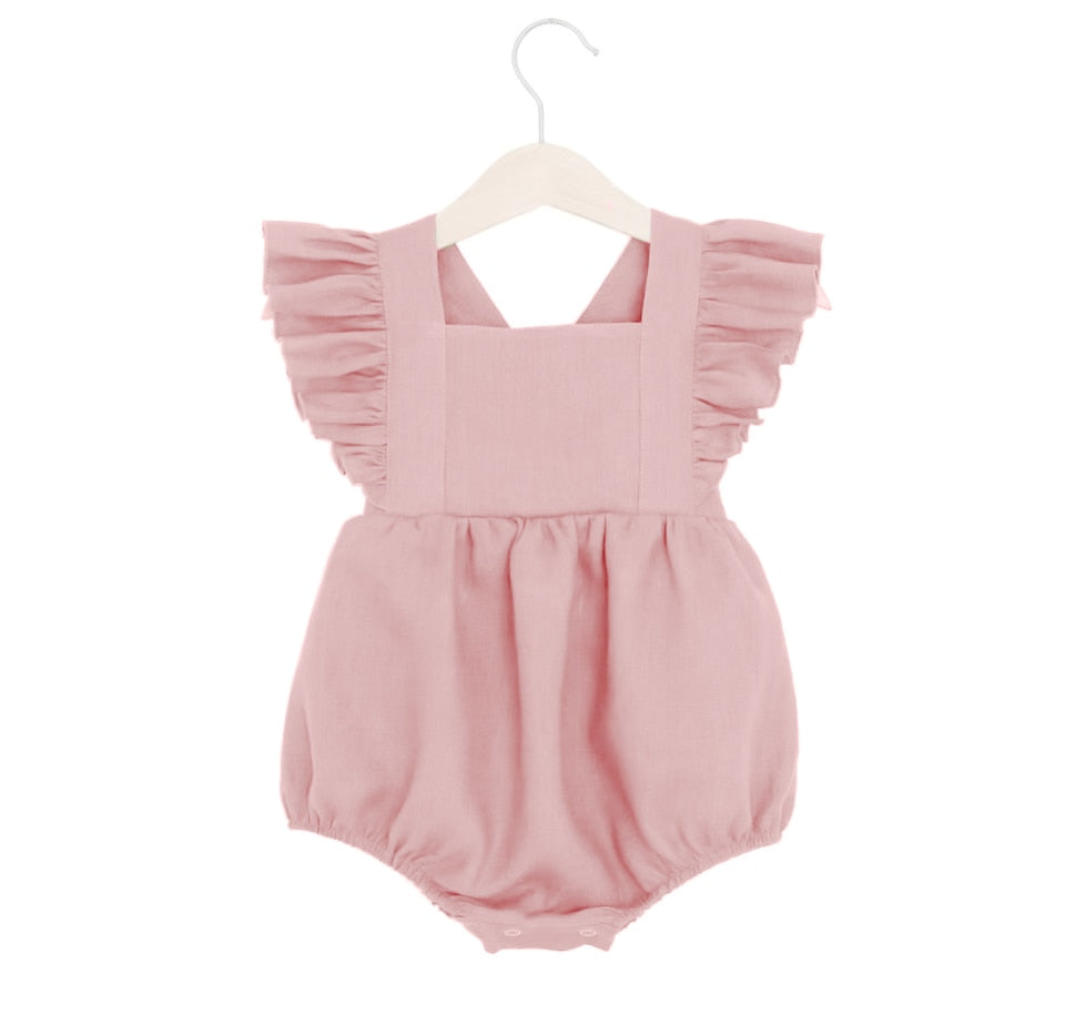 Little Lullaby Lane - Sleeveless Linen Baby Romper