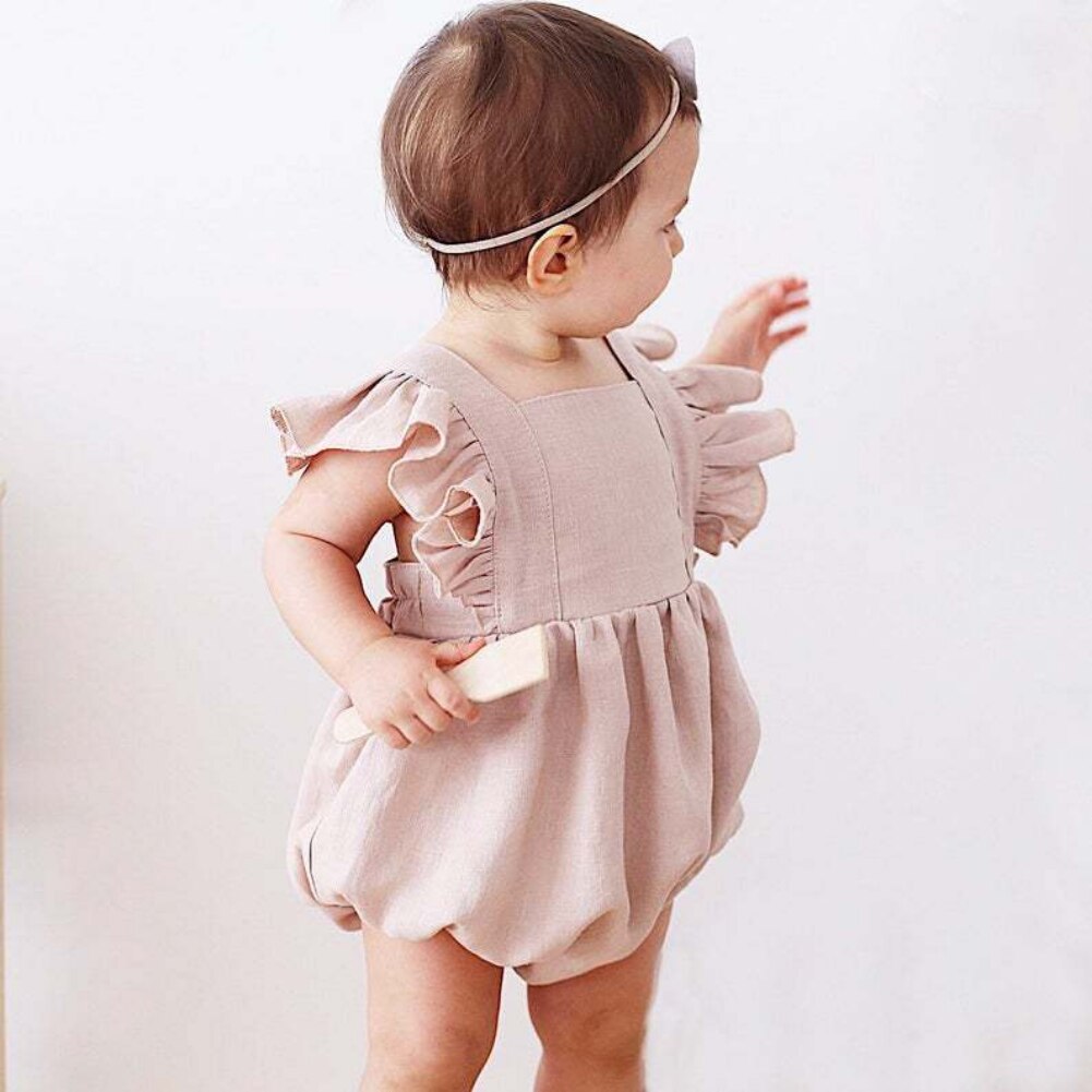 Little Lullaby Lane - Sleeveless Linen Baby Romper