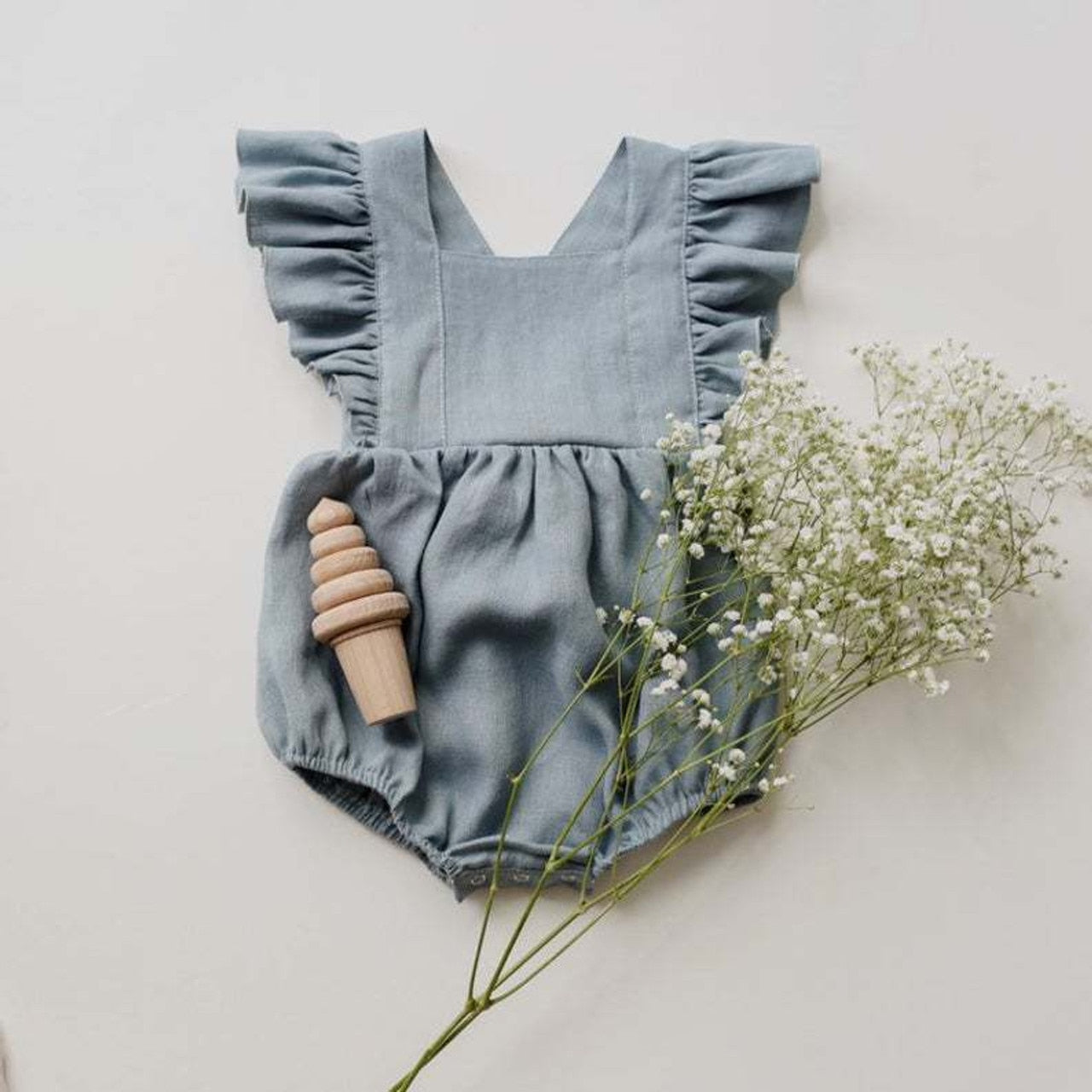 Little Lullaby Lane - Sleeveless Linen Baby Romper